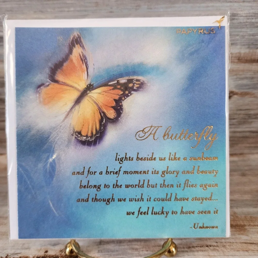 Papyrus Sympathy Card Butterfly Gold Foil Poem Condolence Greeting Card